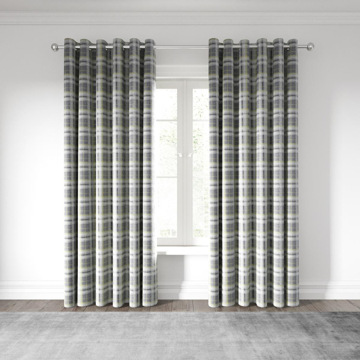 Harriet Check Curtains by Helena Springfield in Chartreuse Grey 168x137cm – image 2
