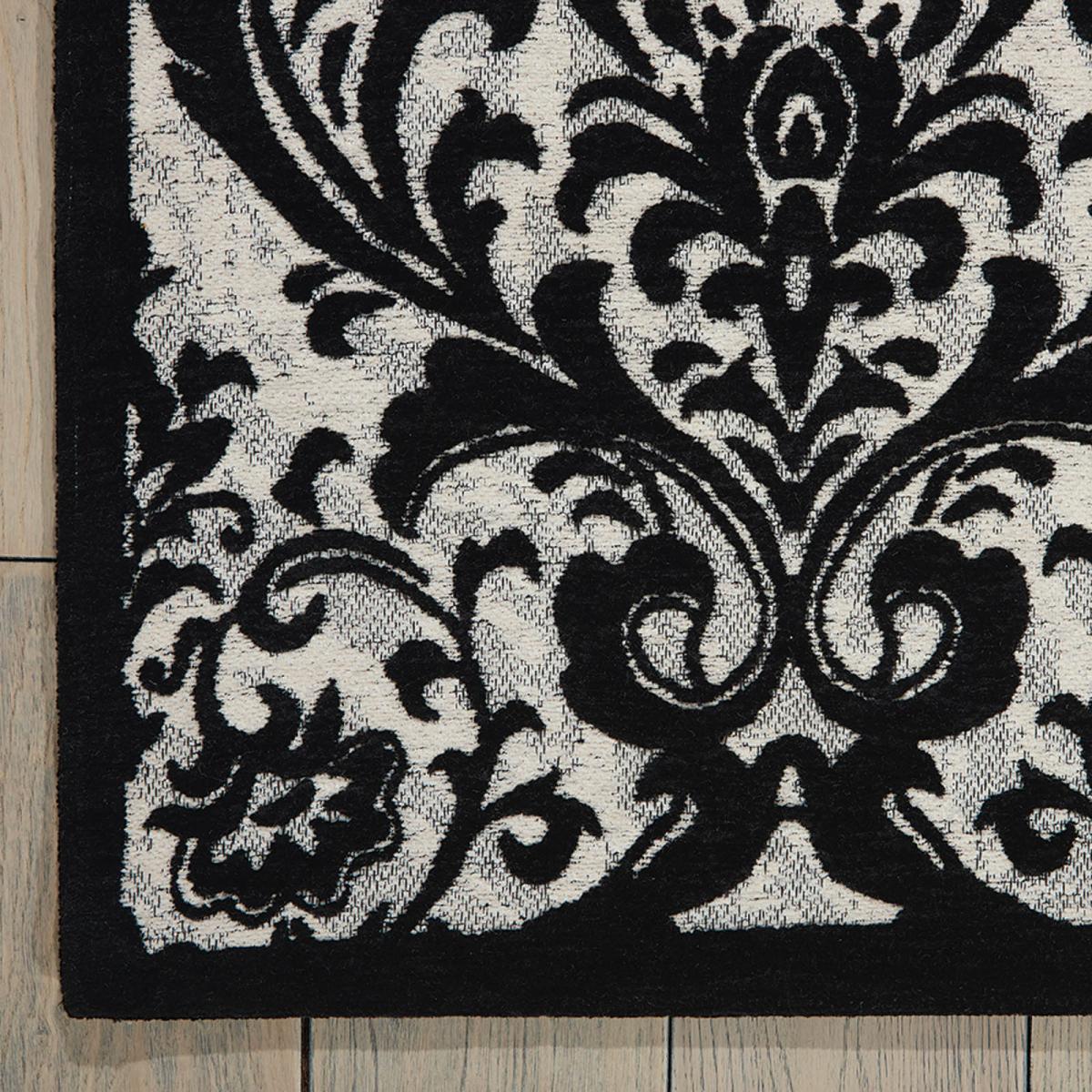 Damask Rugs DAS02 in Black and White by Nourison – image 2