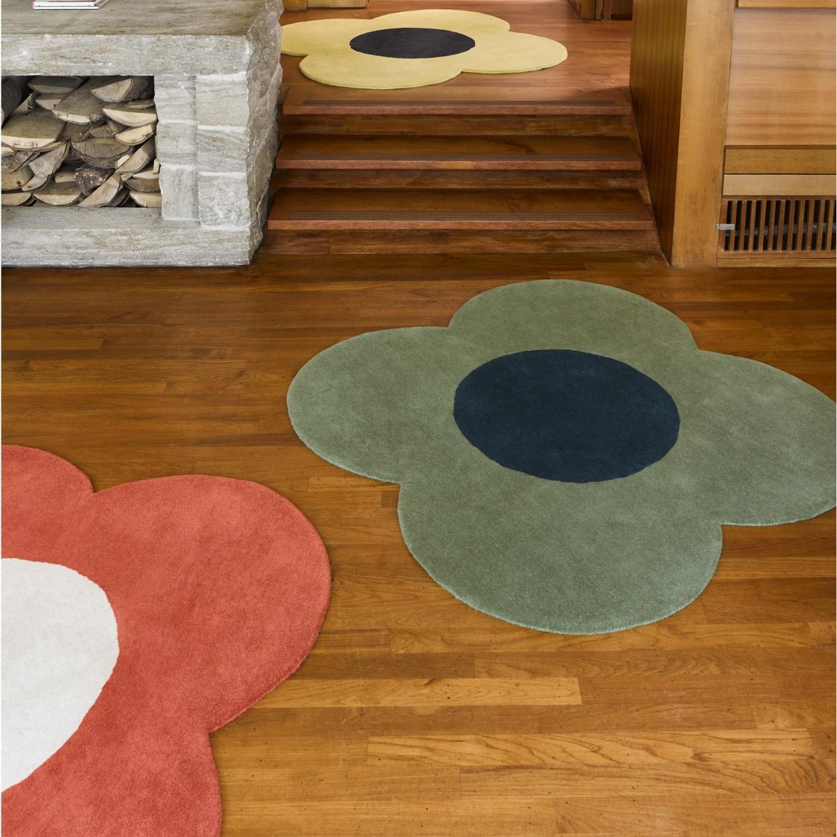 Flower Wool Circle Rugs 061303 in Tomato By Designer Orla Kiely – image 2