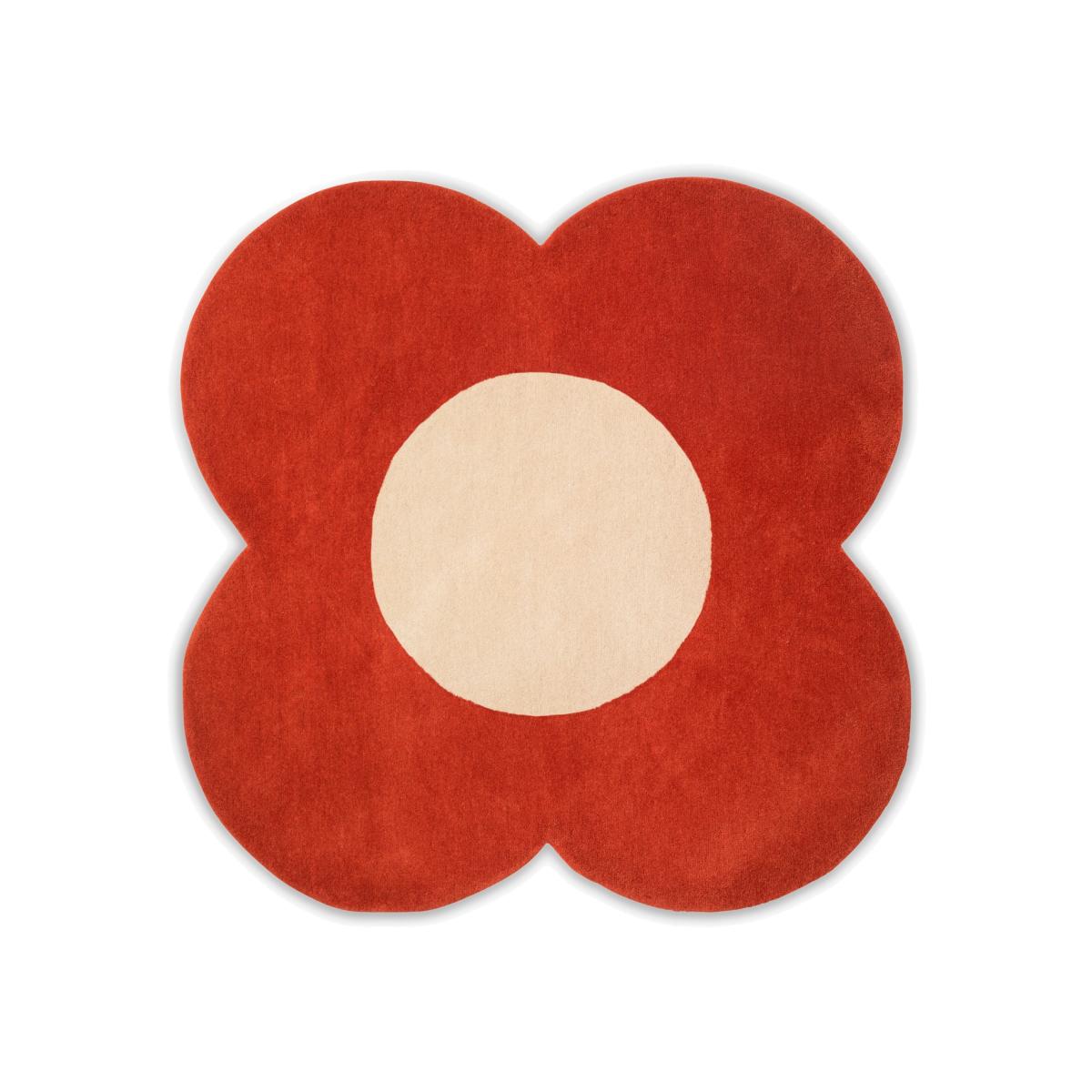 Flower Wool Circle Rugs 061303 in Tomato By Designer Orla Kiely – image 1