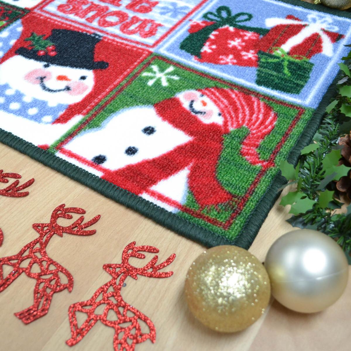 Six Square Snowman Christmas Festive Floor Mat 40x60cm – image 2