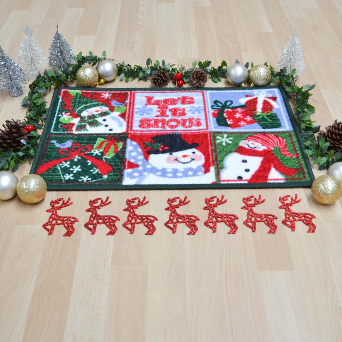 Six Square Snowman Christmas Festive Floor Mat 40x60cm – image 4