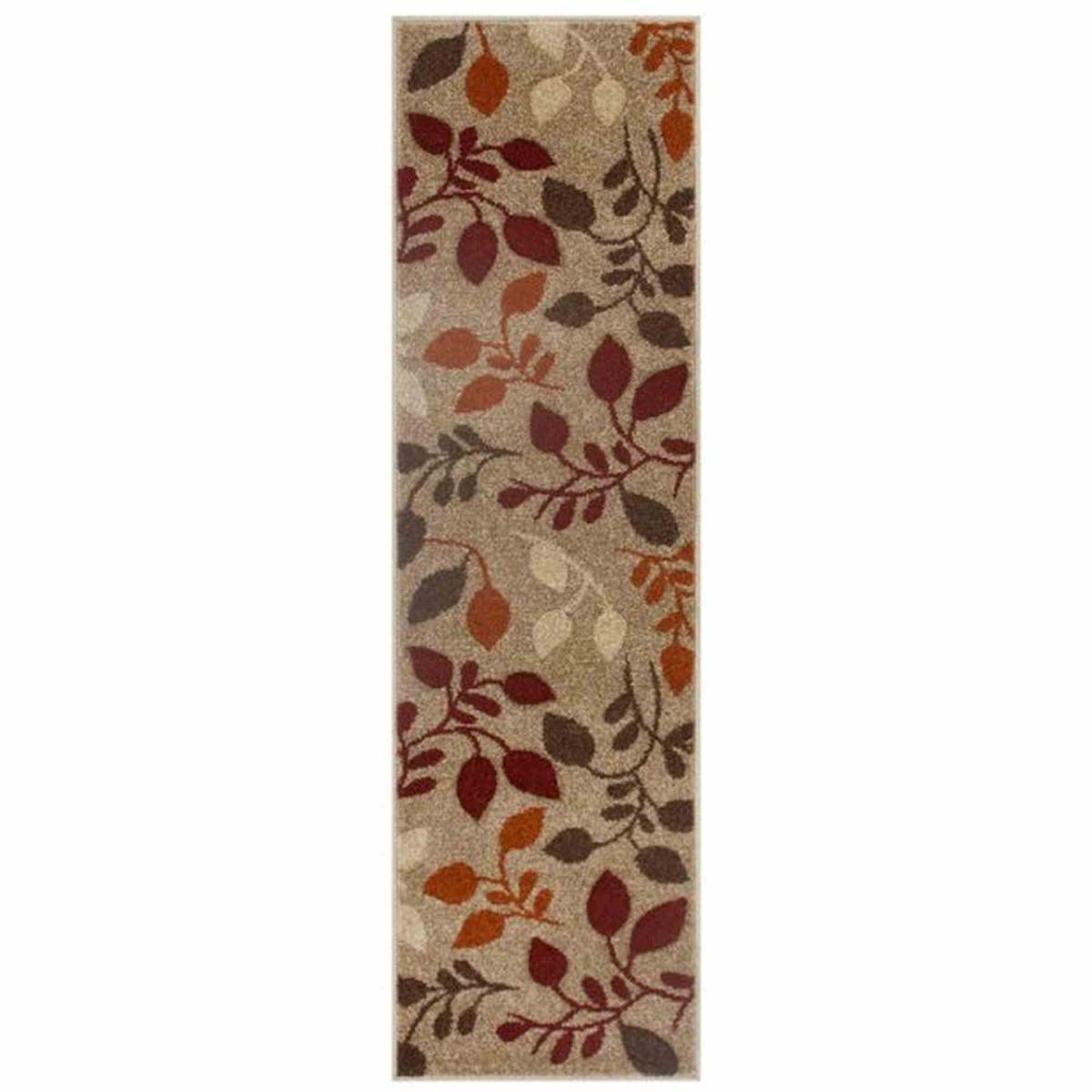Portland 1096 M Carved Leaf Runner Rugs in Beige Red and Terracotta 60x230cm – image 2