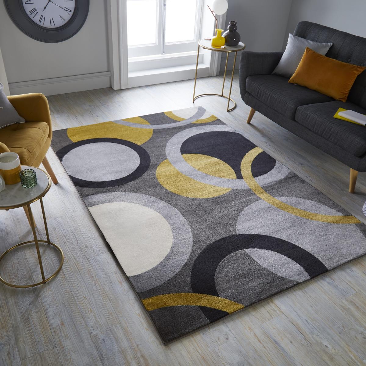 Cocktail Vesper Rugs in a Modern Abstract Circle Ochre Yellow Design – image 1