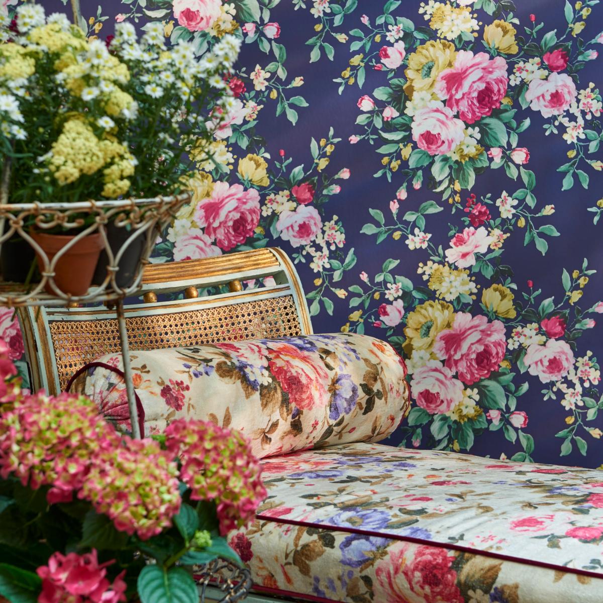 Emeline Wallpaper W0081 04 by Clarke and Clarke in Indigo Blue&nbsp;Roll – image 2