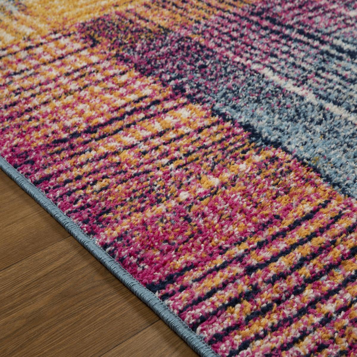 Gilbert 3 W Distressed Leaf Runner Runner Rugs in Blue Grey Cream 60x230cm – image 3