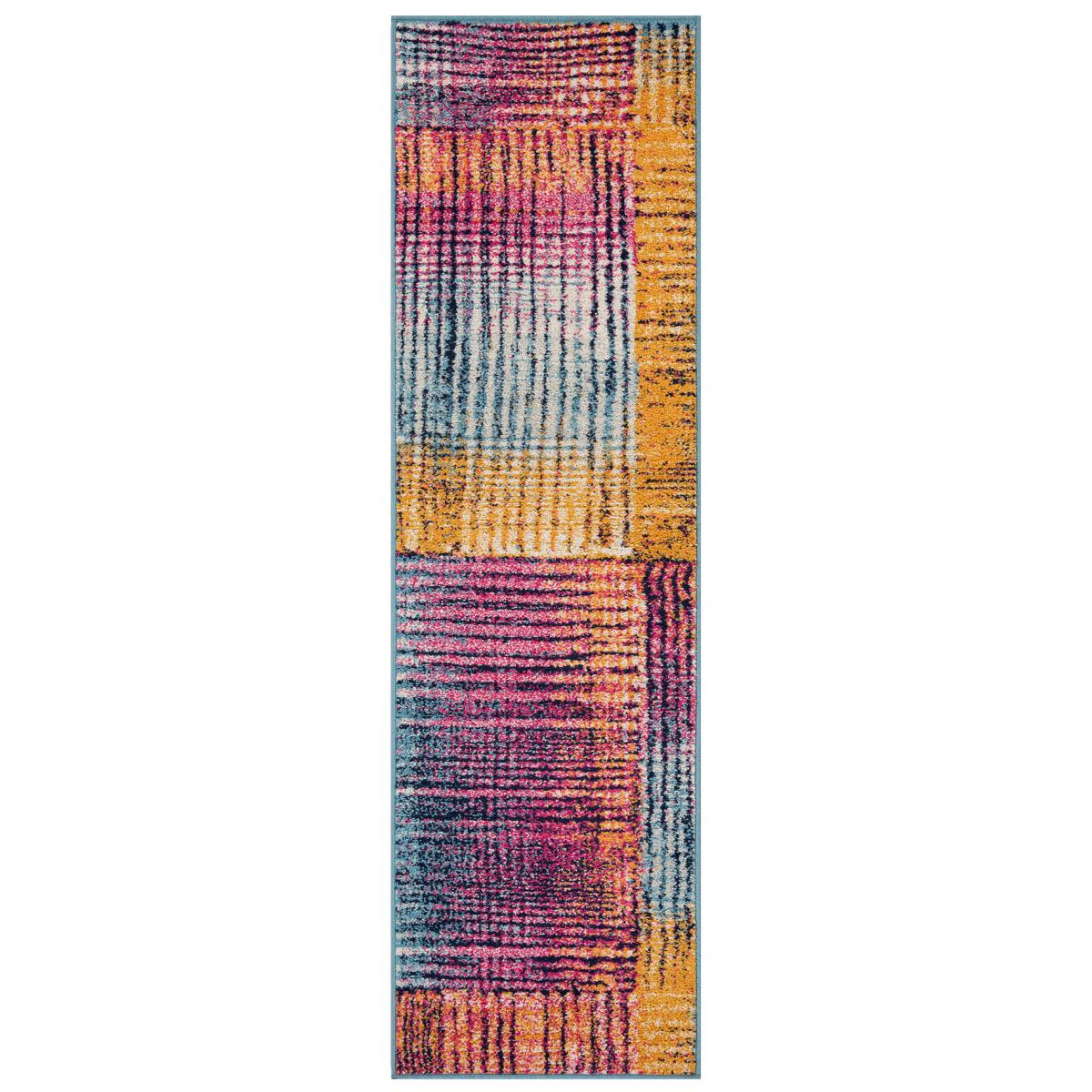 Gilbert 3 W Distressed Leaf Runner Runner Rugs in Blue Grey Cream 60x230cm – image 5