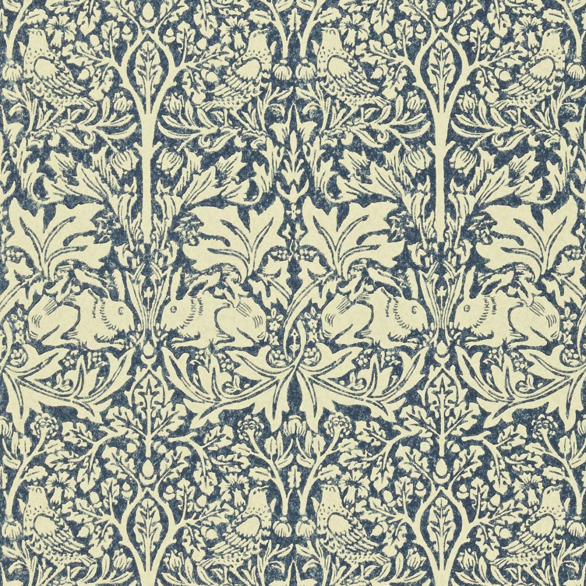 Brer Rabbit Wallpaper 105 by Morris & Co in Indigo Vellum Roll
