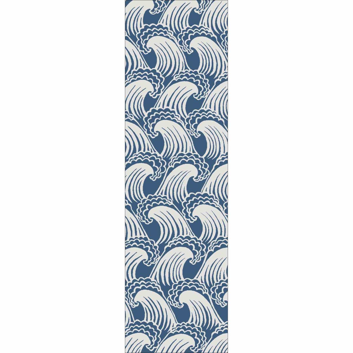 Ride The Wave Runner Rugs in 125608 Denim Blue Wool by Scion67x230cm – image 2