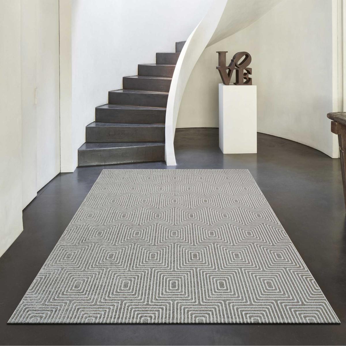 Geometric Modern Textured Rugs in 410009 7121 Taupe – image 1
