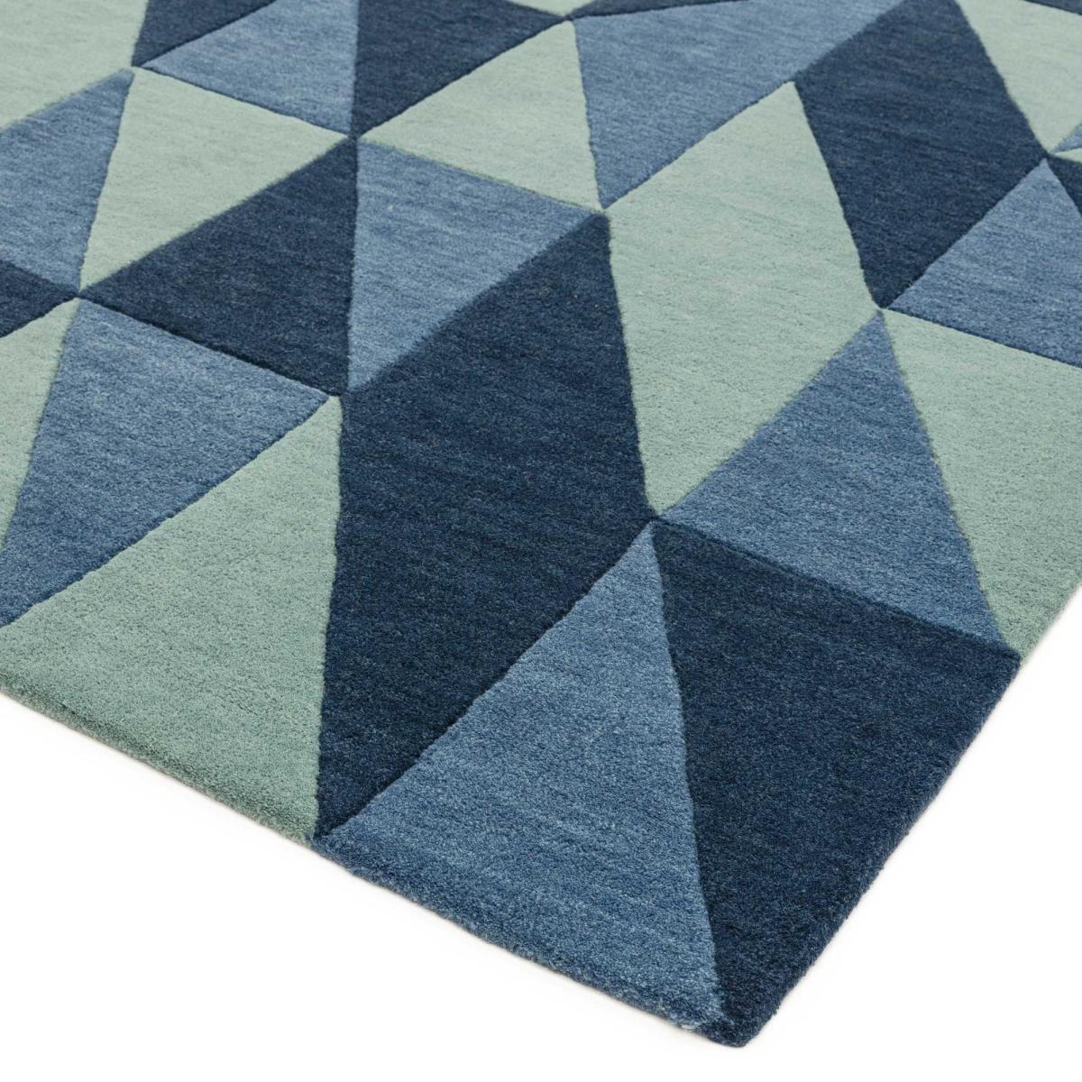Reef Flag Geometric Wool Runner Rugs RF04 in Blue 66x200cm – image 2