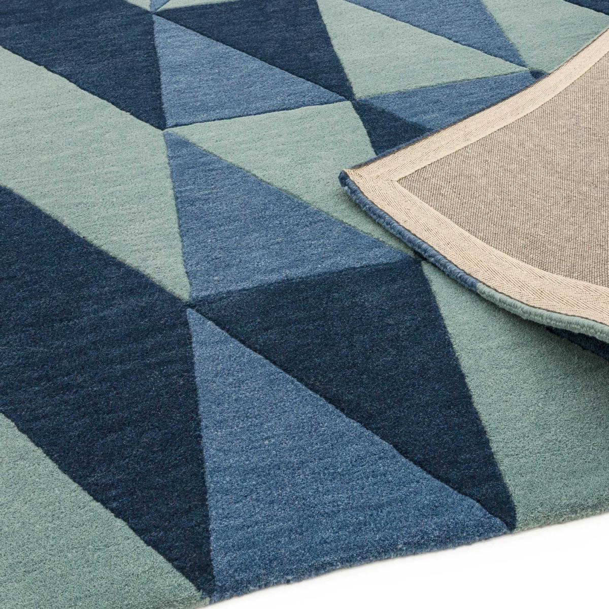 Reef Flag Geometric Wool Runner Rugs RF04 in Blue 66x200cm – image 3