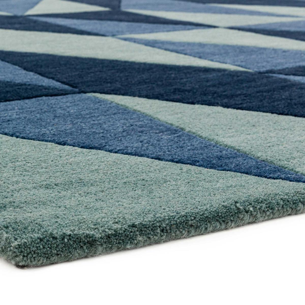 Reef Flag Geometric Wool Runner Rugs RF04 in Blue 66x200cm – image 4