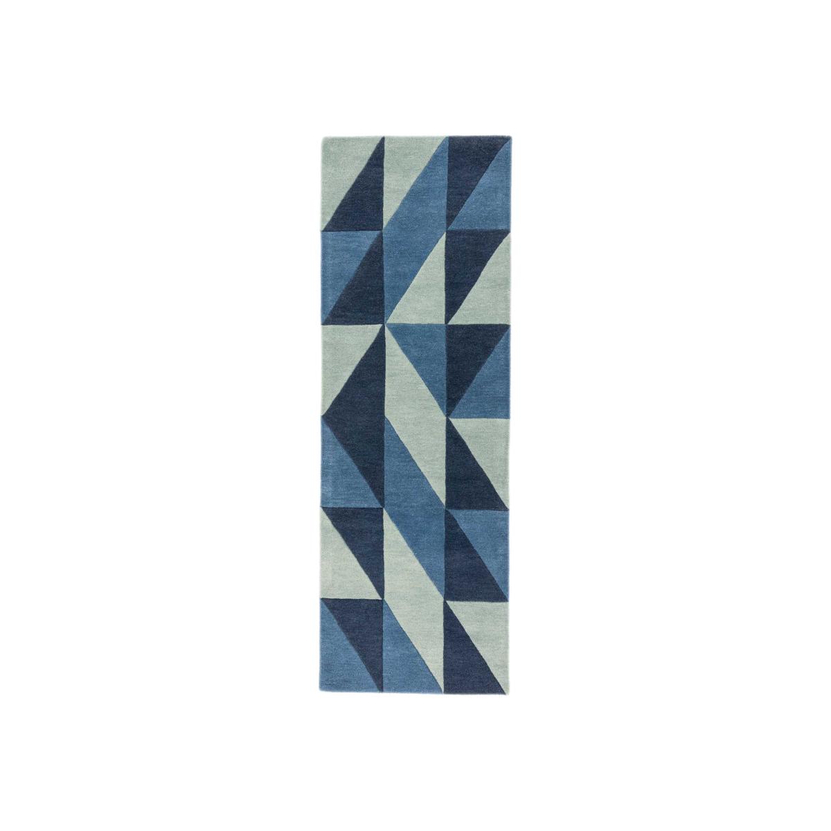 Reef Flag Geometric Wool Runner Rugs RF04 in Blue 66x200cm – image 1