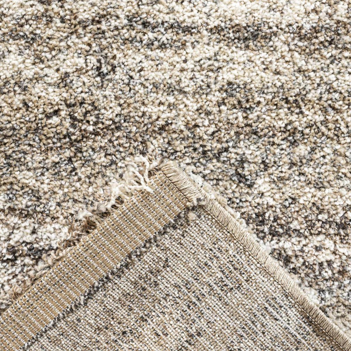 Mehari Shaggy Striped Runner Rugs 23094 6828 in Beige 67x340cm – image 5