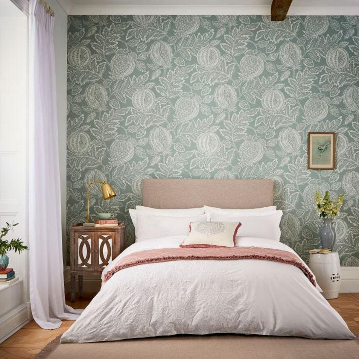 Cantaloupe Embroidered Designer Bedding Duvet Cover and Pillowcase By Sanderson in Ivory White 74x48cm – image 1