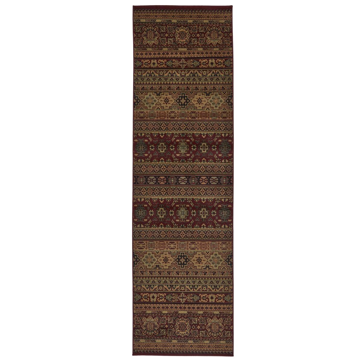 Kendra 135R Traditional Persian Stripe Hallway Runner Rug in Red&nbsp;68x235cm – image 2