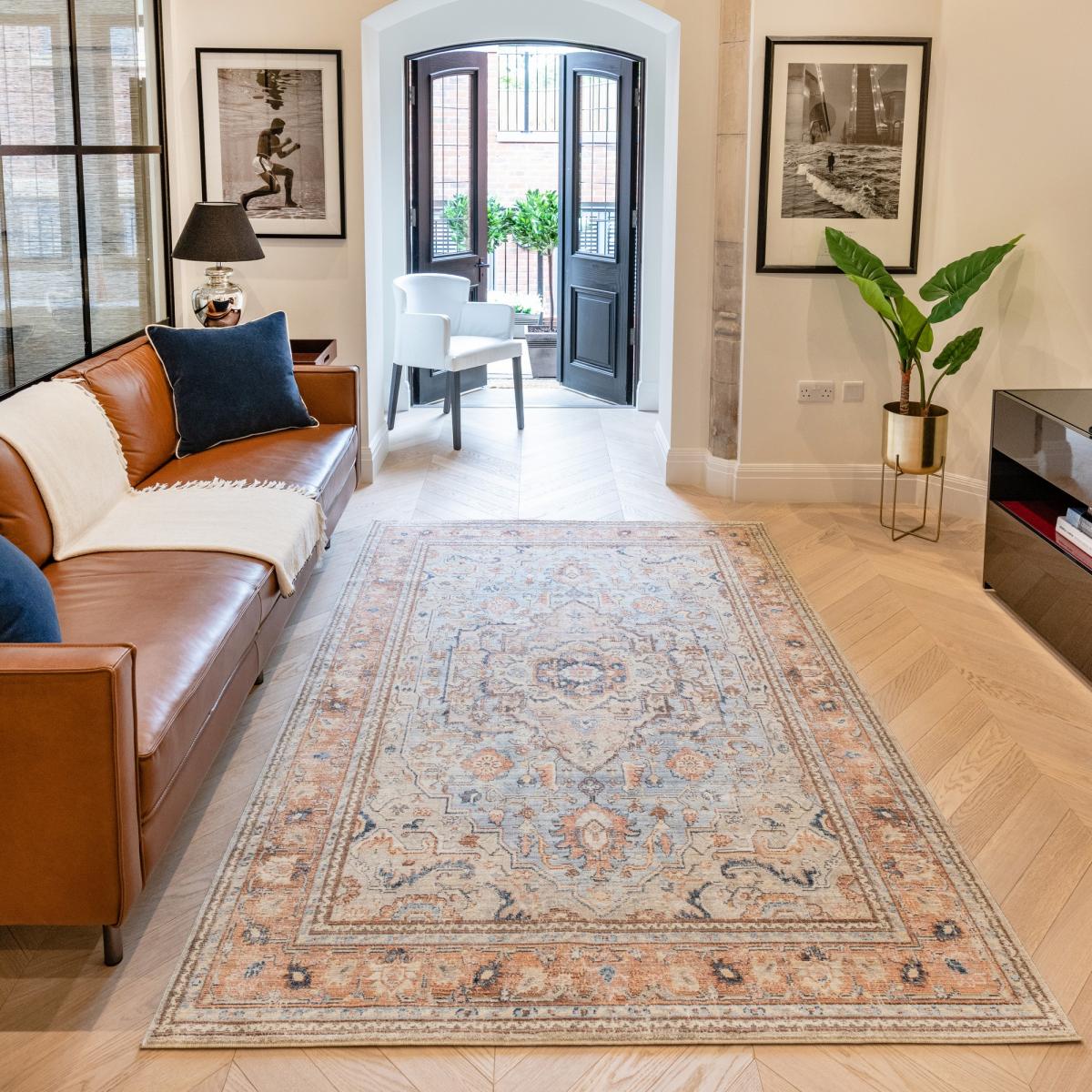 Heritage Traditional Bordered HRTG104 Rugs in Sky Terra – image 1