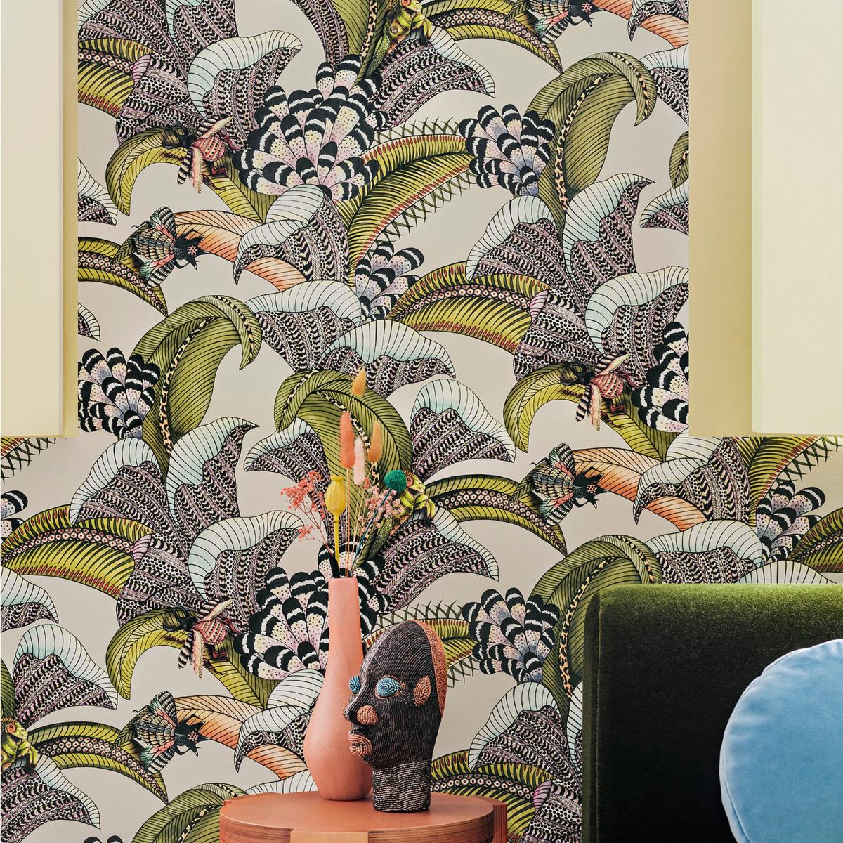 Hoopoe Leaves Wallpaper 119 1001 by Cole & Son in Olive Green Multi Roll – image 2