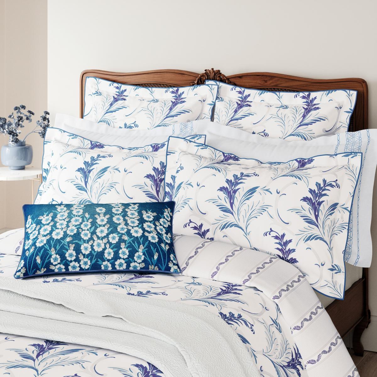Baroque Botanical Bedding by V&A in Indigo Blue & White&nbsp;230x220cm – image 3