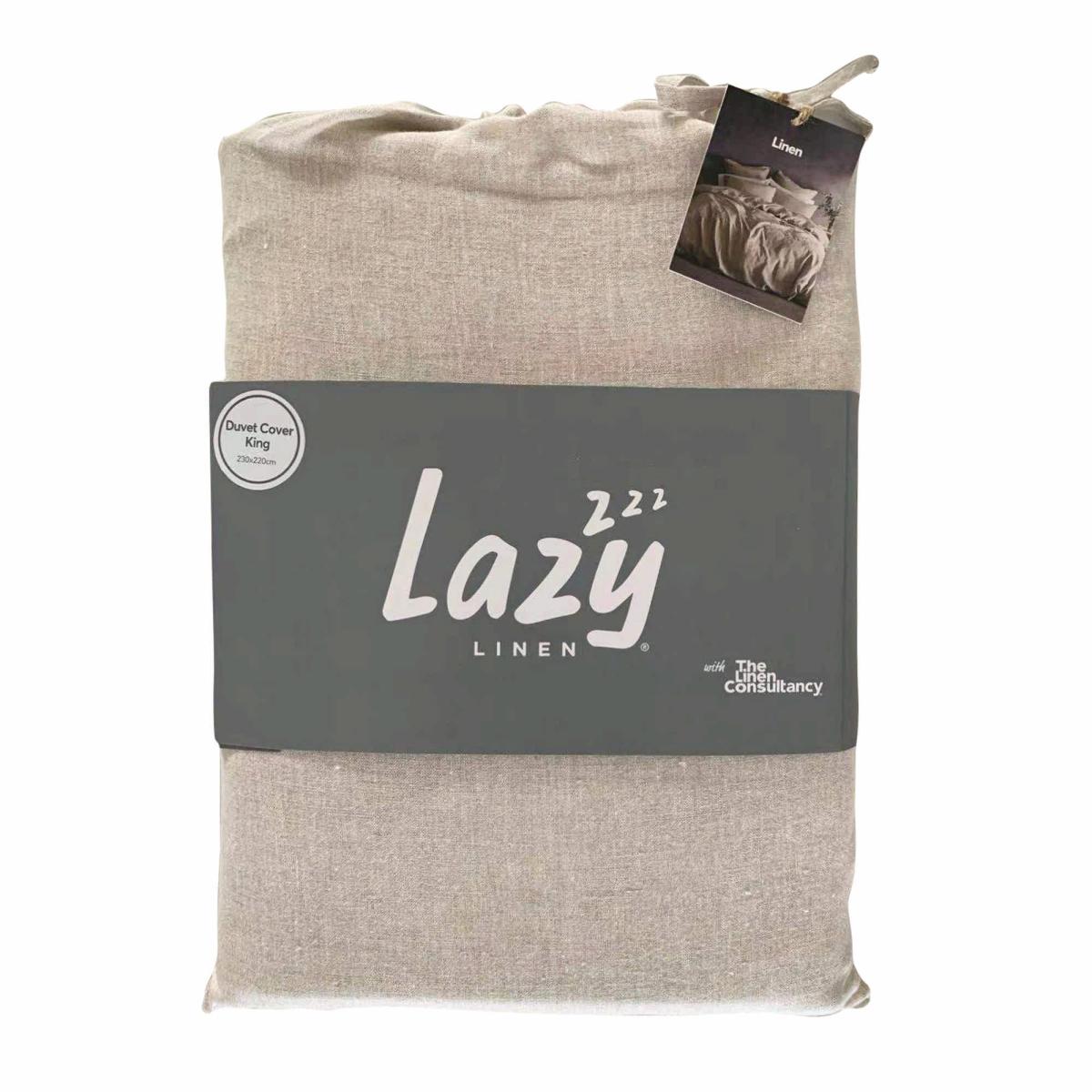 Lazy Linen Bedding Plain Linen Beige Duvet Cover and Pillowcase 200x200cm – image 3