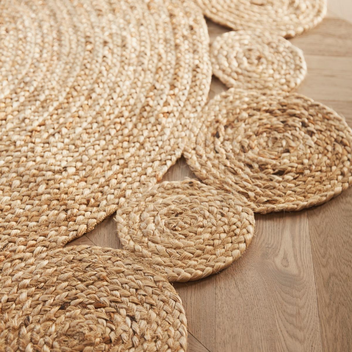 Jute Extra Braid Stitched Circle Rugs in Natural 150x150cm – image 3