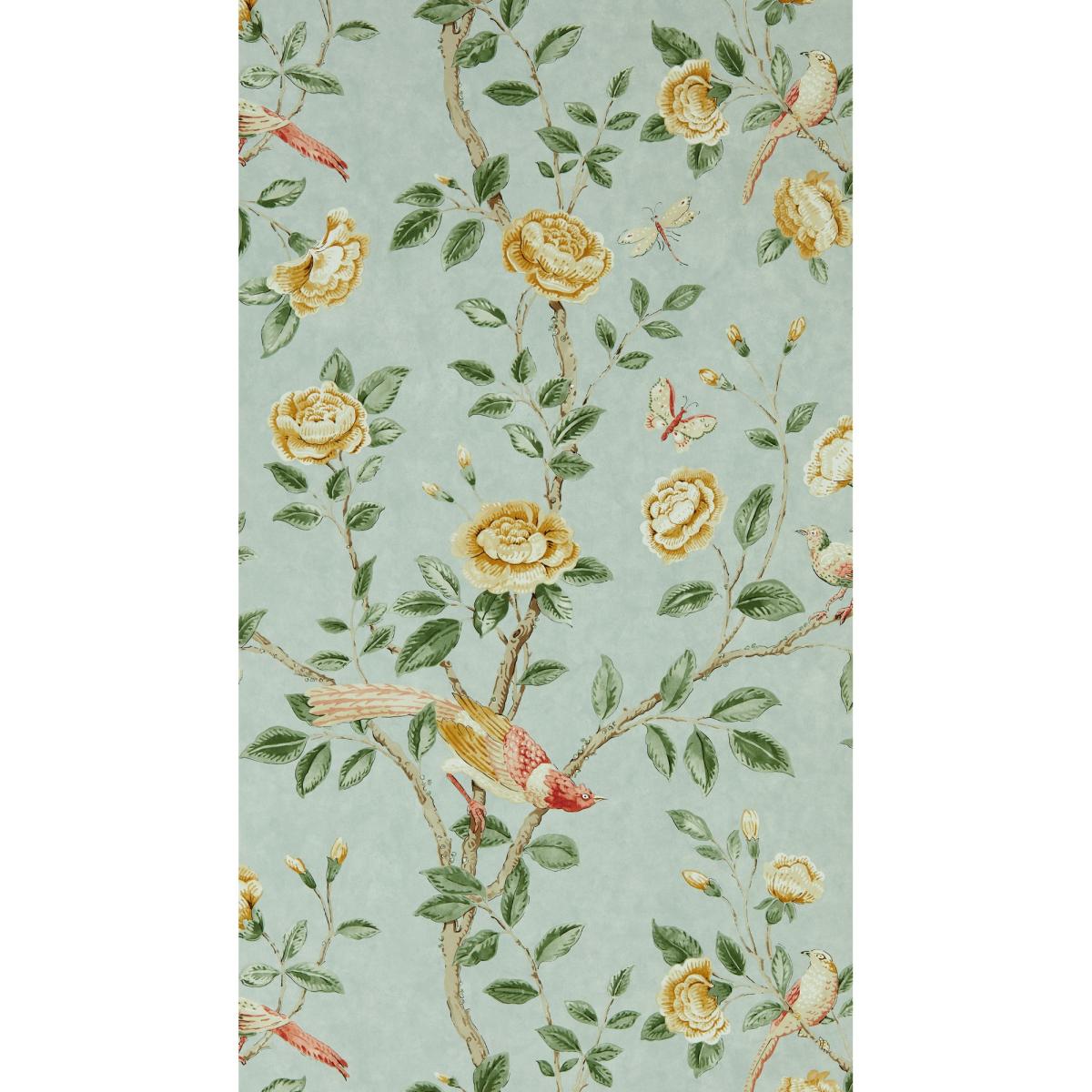 Andhara Floral Wallpaper 216793 by Sanderson in Seaglass Lemon Roll