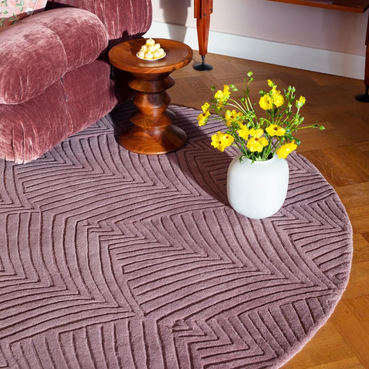 Folia Round Wool Rugs 038902 by Wedgwood in Mink Brown – image 1