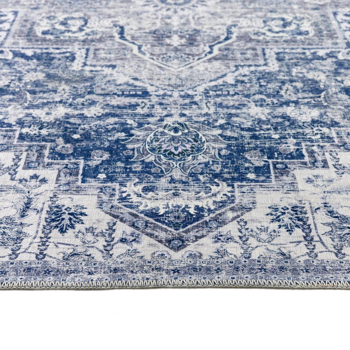 Origins Washable Garda Traditional Medallion Rug in Blue 80x150cm – image 3