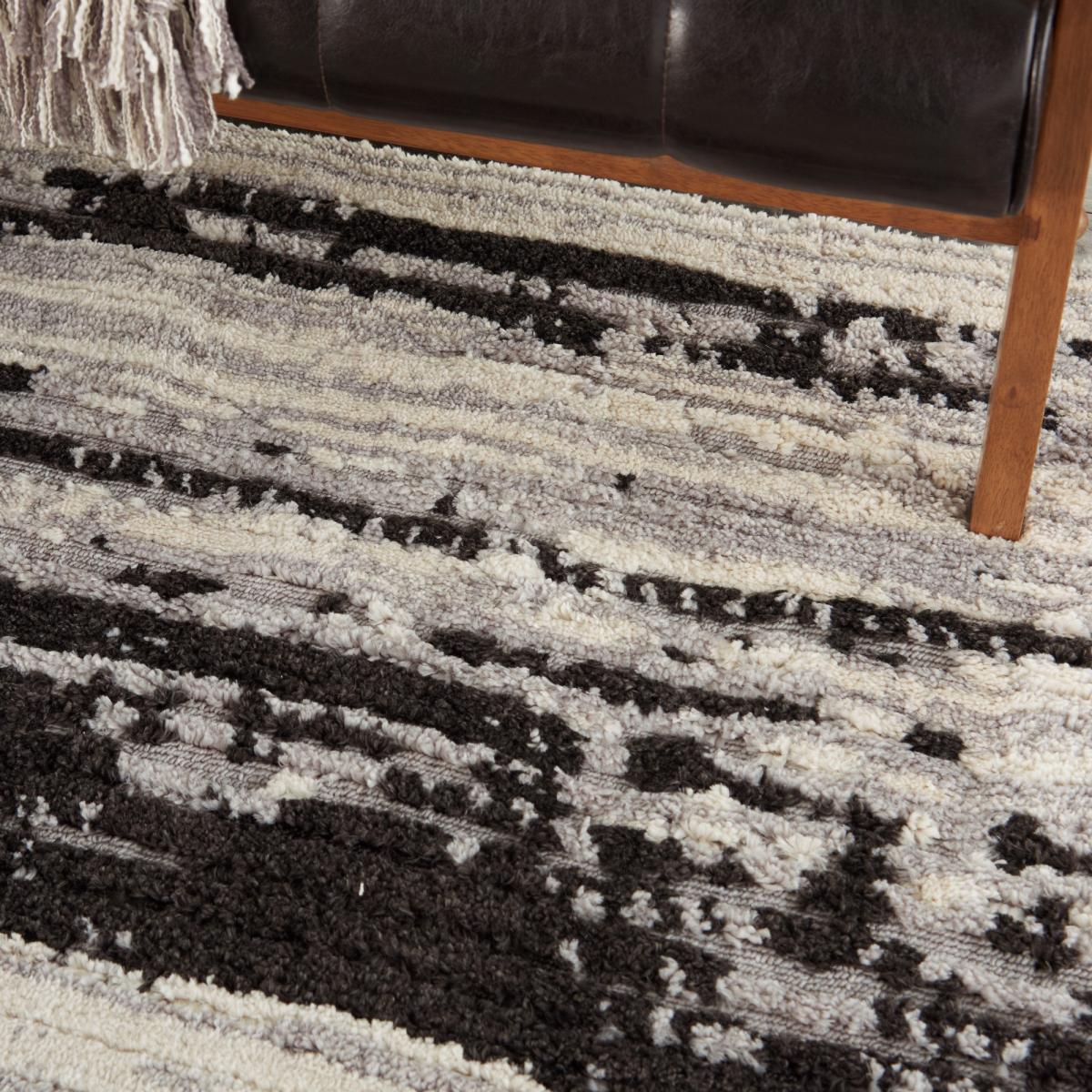 Zermatt Designer Print Rugs ZER02 in Ivory Charcoal by Nourison 122x183cm – image 4