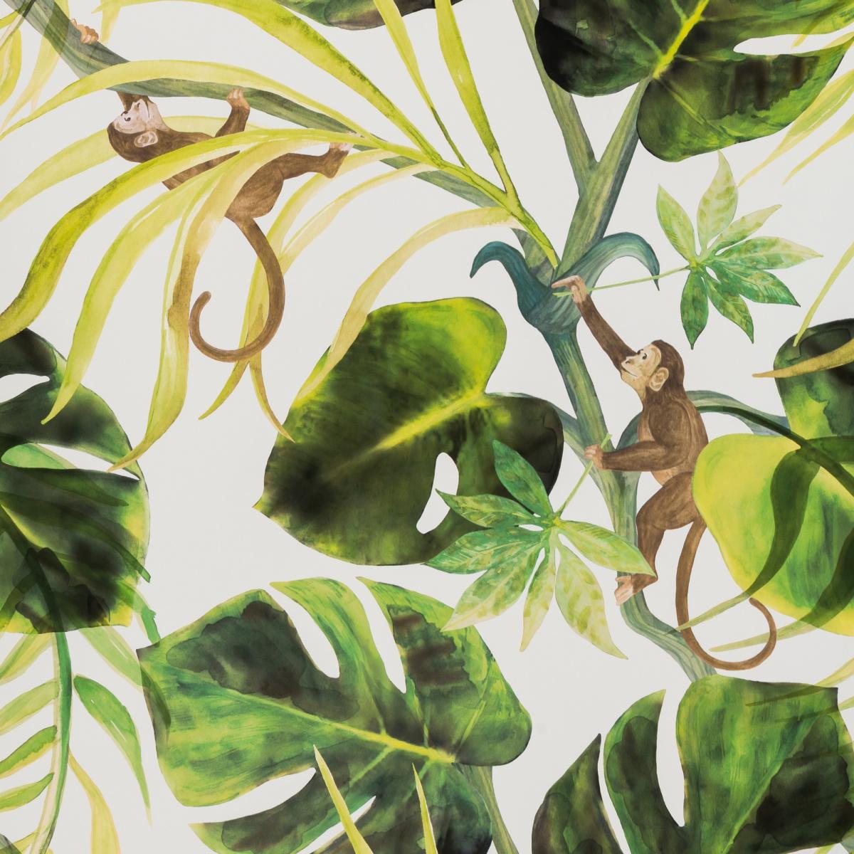 Monkey Business Wallpaper W0083 04 by Clarke and Clarke in Natural Roll