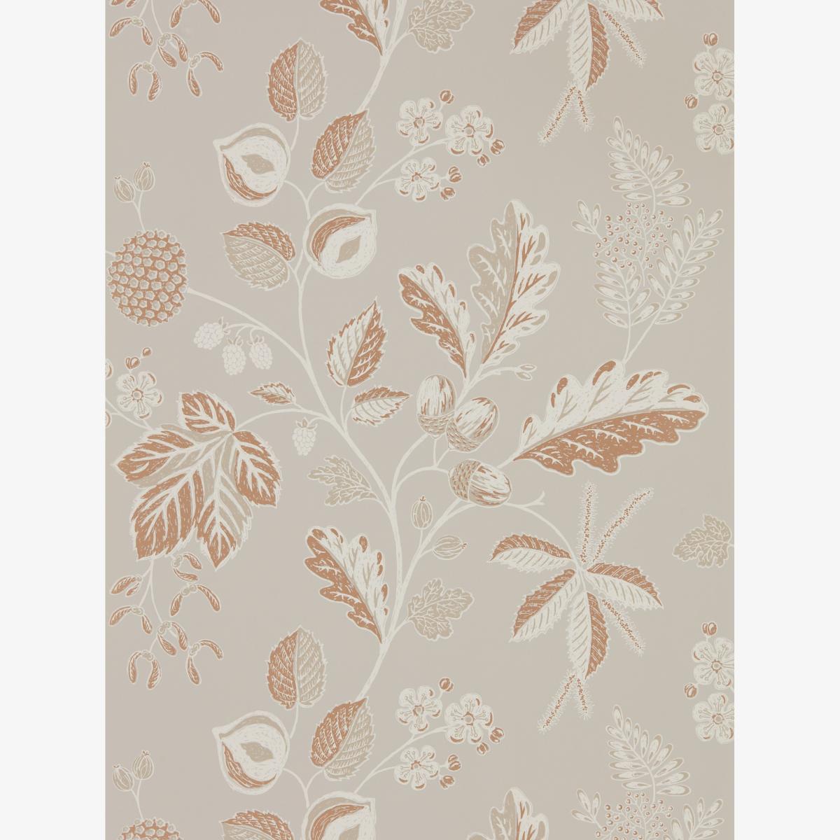 Warwick Leaf Wallpaper 216615 by Sanderson in Taupe Grey Roll