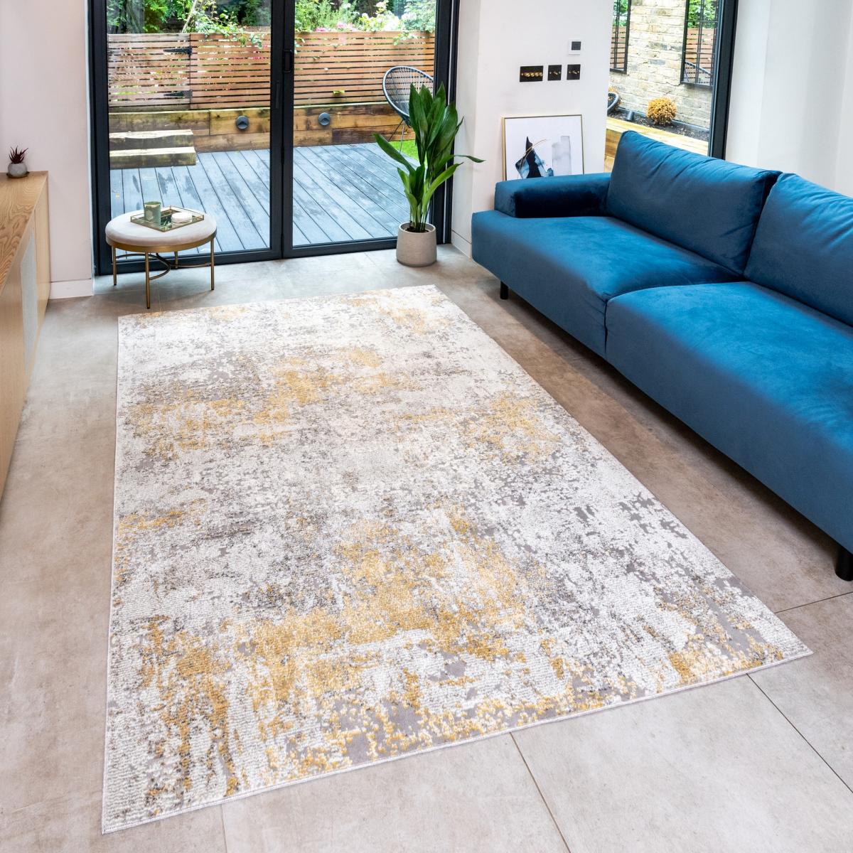Rossa Abstract Rug By Concept Loom ROS03 in Silver Gold – image 1