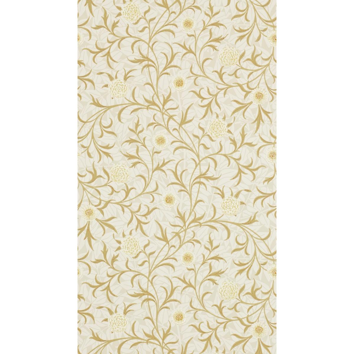 Scroll Floral Wallpaper 210363 by Morris & Co in Vellum Biscuit Roll – image 3