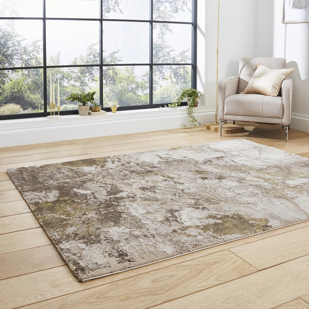 Florence 50032 Marble Modern Rugs in Beige Gold