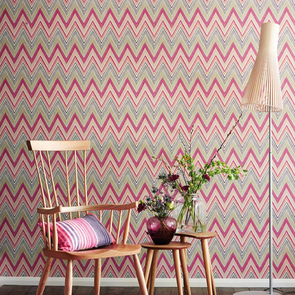 Groove Zig Zag Wallpaper 110852 by Scion in Peony Amethyst Purple Roll – image 1