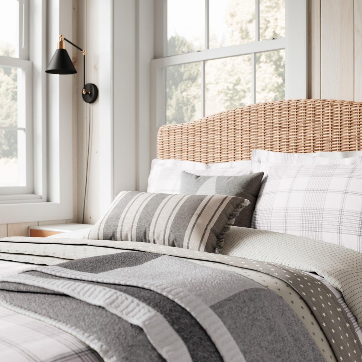 Long Island Classic Check Bedding by Helena Springfield in Grey 220x230cm – image 2