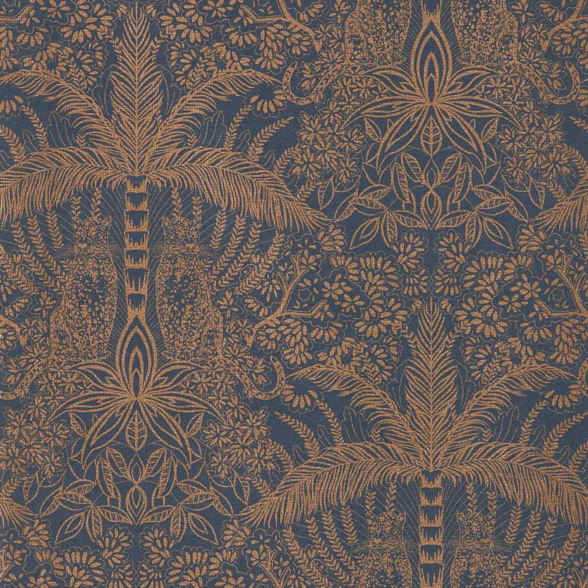Leopardo Wallpaper W0141 02 by Clarke and Clarke in Copper Midnight Roll