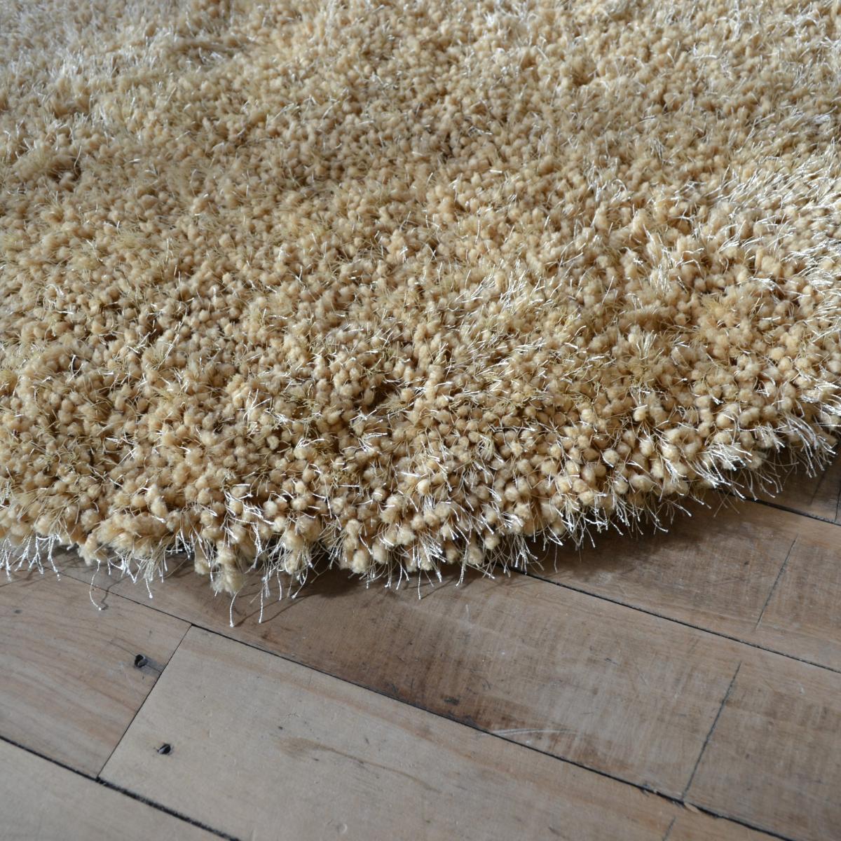 Chicago Shaggy Circle Round Modern Rugs in Yellow Ochre – image 2
