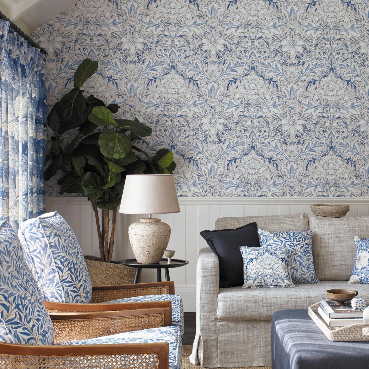 Severn Wallpaper 217075 by Morris & Co in Woad Blue Roll – image 1