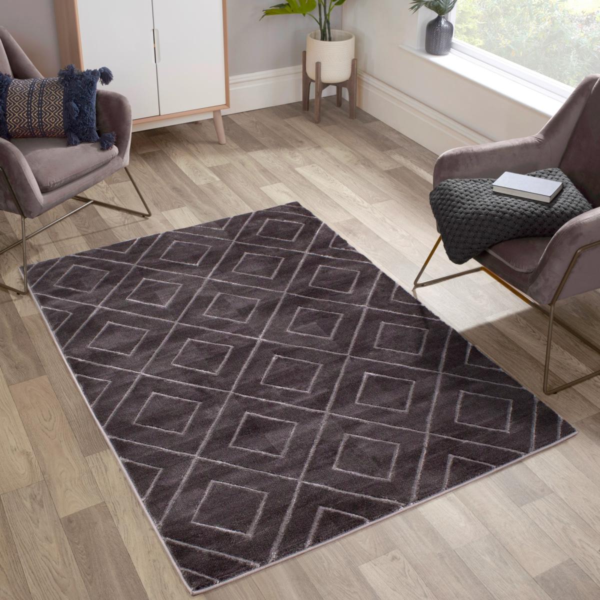 Bianco 0196QA Geometric Rug in Dark Grey – image 1