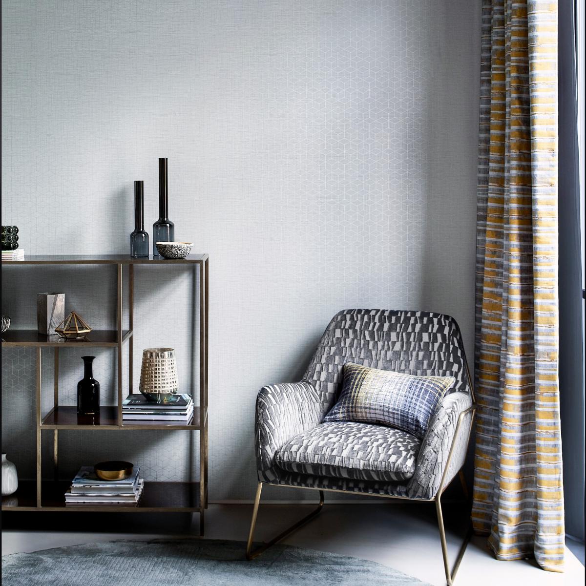 Vault Geometric Wallpaper 112086 by Harlequin in Nickle Grey Roll – image 1