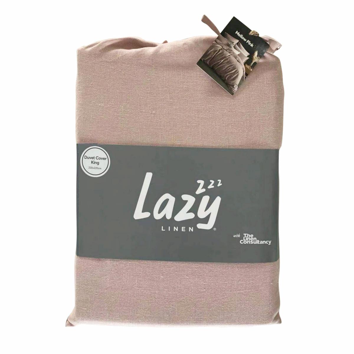 Lazy Linen Bedding Plain Mellow Pink Duvet Cover and Pillowcase 200x200cm – image 3