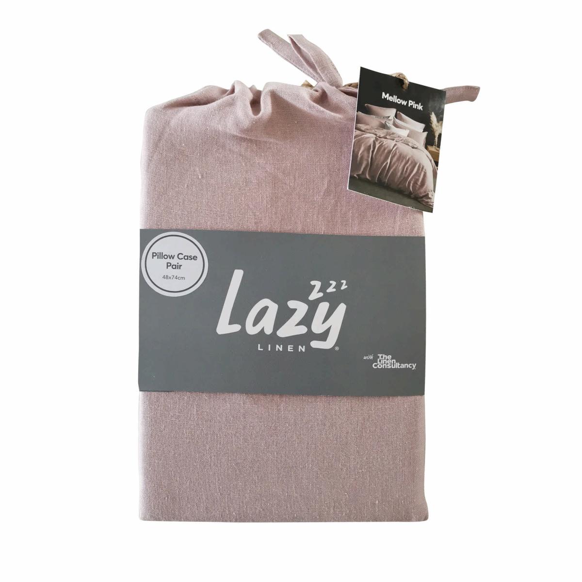 Lazy Linen Bedding Plain Mellow Pink Duvet Cover and Pillowcase 200x200cm – image 5