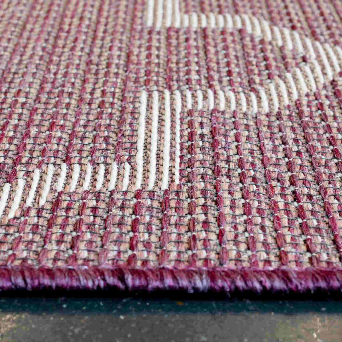 Newquay Geometric Trellis Flatweave Outdoor Rugs 96003 8007 Purple – image 3