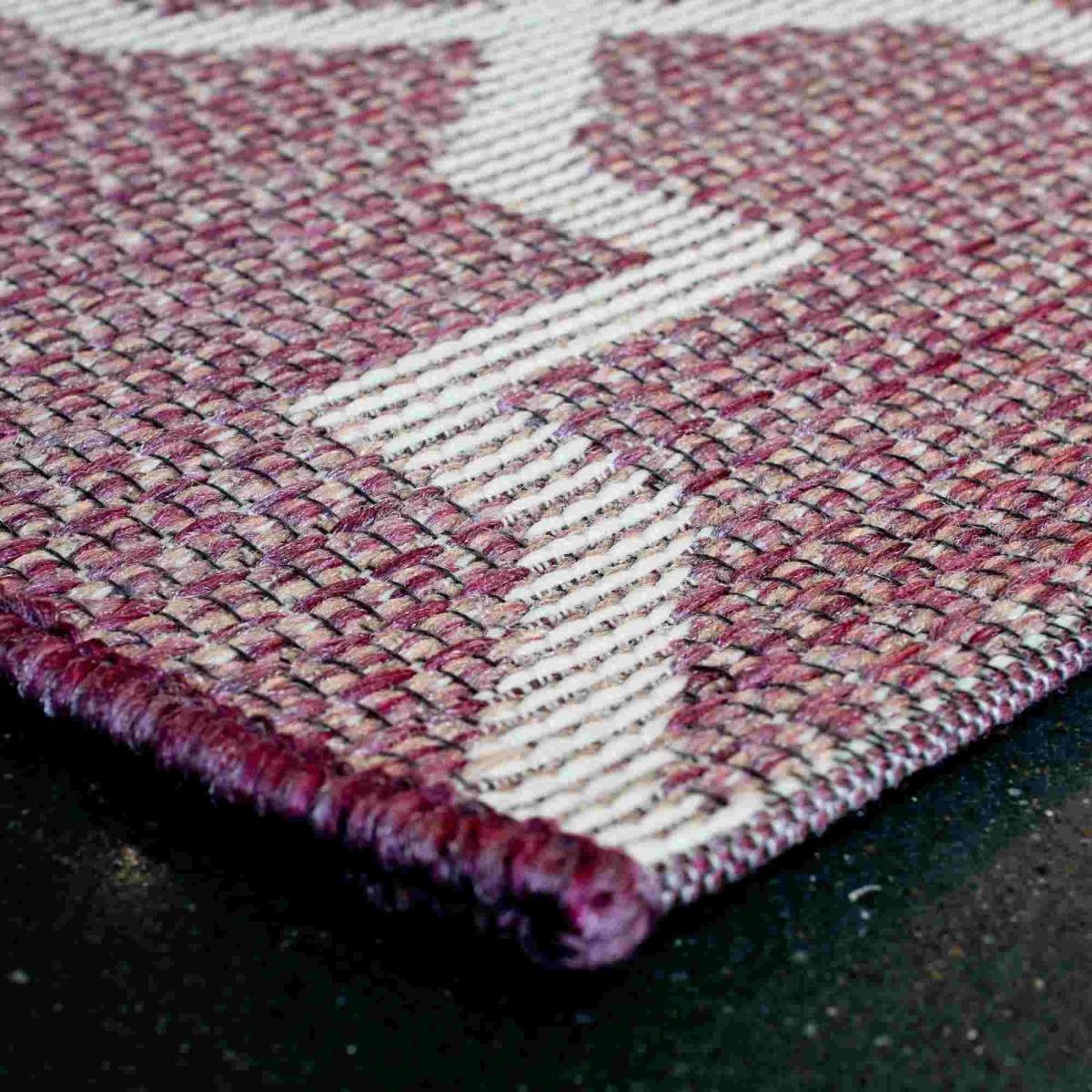 Newquay Geometric Trellis Flatweave Outdoor Rugs 96003 8007 Purple – image 1