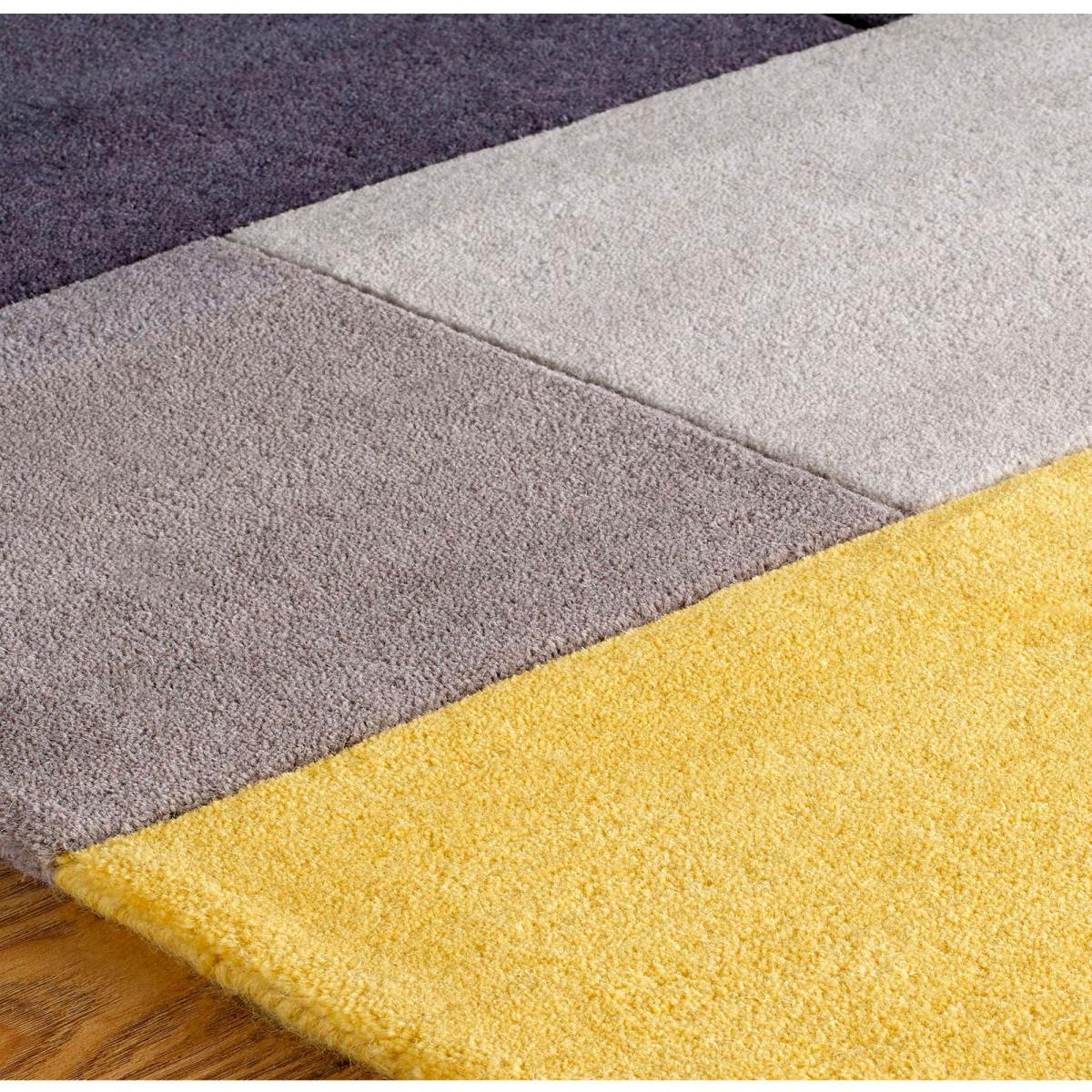 Modern Geometric Lexus Wool Hallway Runner Rugs in Yellow 60x230cm – image 3