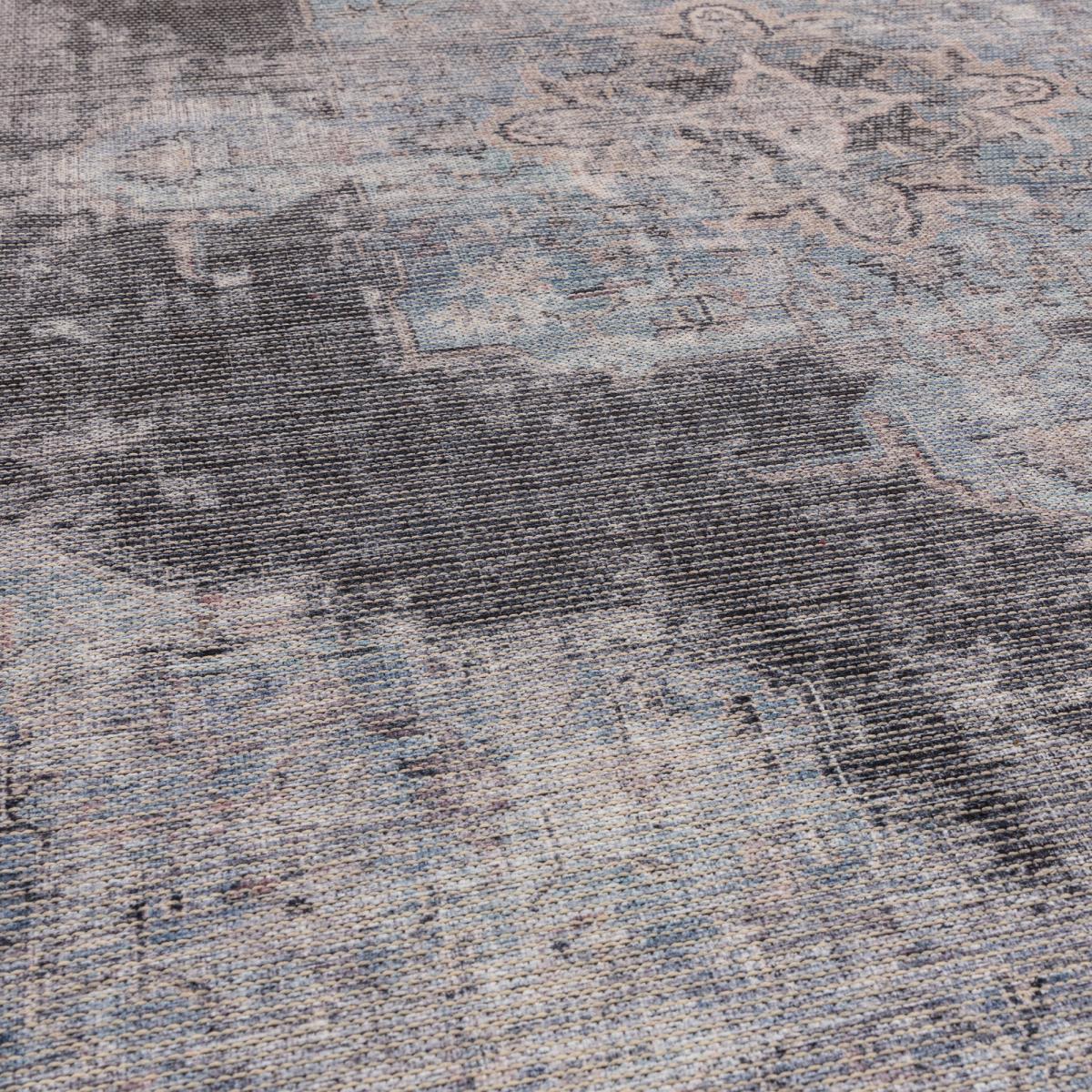 Kaya Roya KY05 Traditional Persian Floral Rugs in Blue Black – image 2