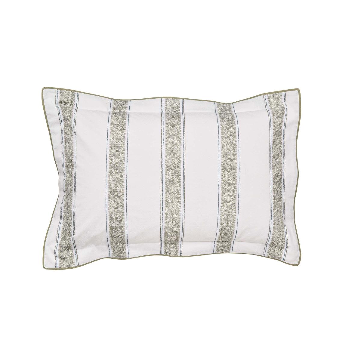 Yuna Striped Geometric Cotton Bedding in Sage Green White 48x74cm – image 3