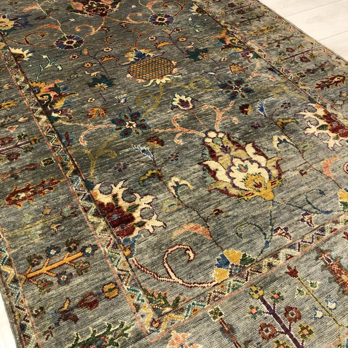 Khurjeen Traditional Hand Knotted Wool Rugs 45587 in Grey Multi 198x126cm – image 3